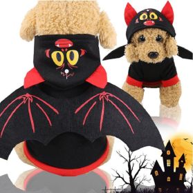 Pet Black Bat Wing Costume Hooded Winter Warm Sweater Halloween Costume (Size: XL) Pet Black Bat Wing Costume Hooded Winter Warm Sweater Halloween Costume (Size: XL)